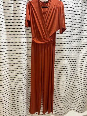 Boohoo silky polyester jumpsuit